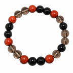 Natural Black Onyx, Smoky Quartz & Red Jasper Beaded Bracelet – Healing Crystal Stone Bracelet for Men & Women BB1022_A