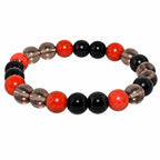 Natural Black Onyx, Smoky Quartz & Red Jasper Beaded Bracelet – Healing Crystal Stone Bracelet for Men & Women BB1022_A