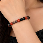 Natural Black Onyx, Smoky Quartz & Red Jasper Beaded Bracelet – Healing Crystal Stone Bracelet for Men & Women BB1022_A