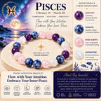 Natural Sodalite, Amethyst, Rose Quartz & Clear Quartz Bracelet for Intuition, Love & Inner Peace Pisces Zodiac Bracelet BB1027