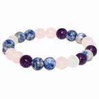 Natural Sodalite, Amethyst, Rose Quartz & Clear Quartz Bracelet for Intuition, Love & Inner Peace Pisces Zodiac Bracelet BB1027