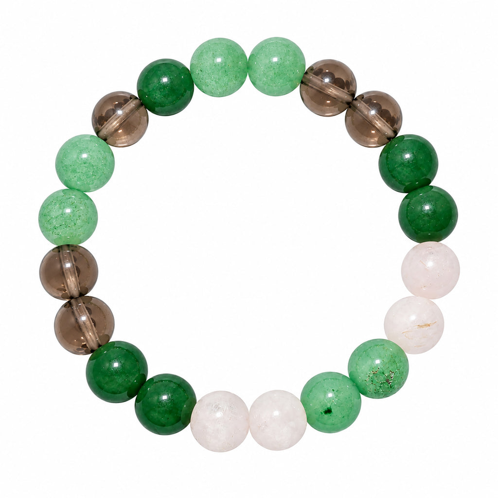 Natural Green Aventurine, Smoky Quartz & Rutilated Quartz Bracelet for Grounding, Stability & Positive Energy Taurus Zodiac Bracelet BB1028