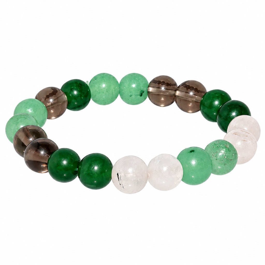 Natural Green Aventurine, Smoky Quartz & Rutilated Quartz Bracelet for Grounding, Stability & Positive Energy Taurus Zodiac Bracelet BB1028