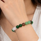 Natural Green Aventurine, Smoky Quartz & Rutilated Quartz Bracelet for Grounding, Stability & Positive Energy Taurus Zodiac Bracelet BB1028