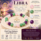Natural Amethyst, Green Aventurine, Rose Quartz & Clear Quartz Bracelet for Love, Harmony & Emotional Balance Libra Zodiac Bracelet BB1029
