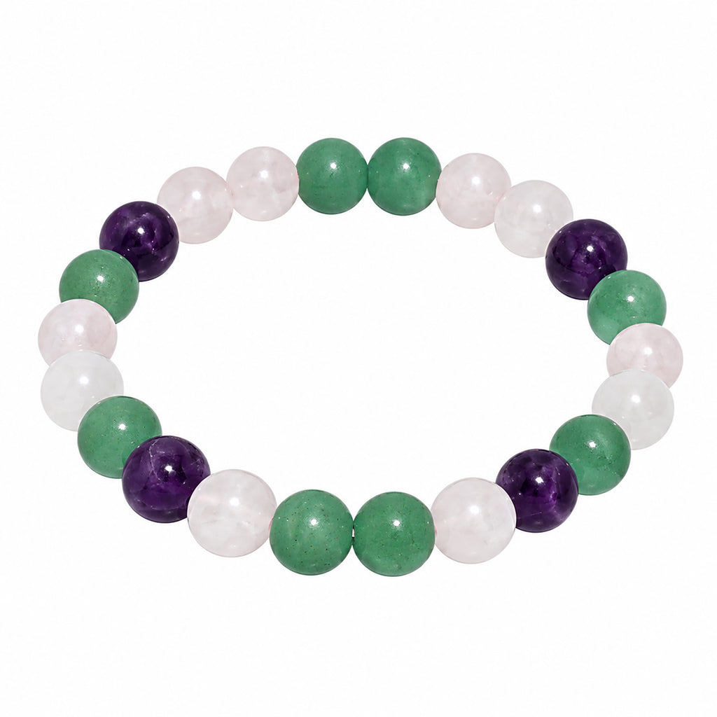 Natural Amethyst, Green Aventurine, Rose Quartz & Clear Quartz Bracelet for Love, Harmony & Emotional Balance Libra Zodiac Bracelet BB1029