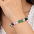 Natural Amethyst, Green Aventurine, Rose Quartz & Clear Quartz Bracelet for Love, Harmony & Emotional Balance Libra Zodiac Bracelet BB1029