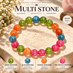 Green, Blue, Orange & Pink Crystal Beaded Bracelet for Love, Calmness, Motivation & Positive Energy BB1030