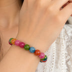 Green, Blue, Orange & Pink Crystal Beaded Bracelet for Love, Calmness, Motivation & Positive Energy BB1030