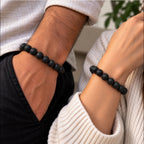 Natural Black Lava Stone Bracelet for Strength, Grounding, Protection & Stability BB1031