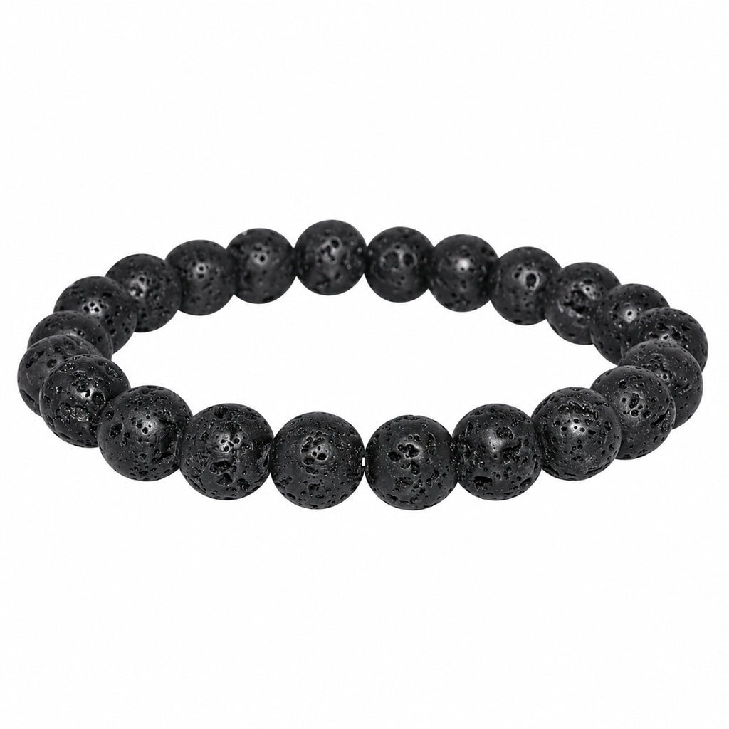 Natural Black Lava Stone Bracelet for Strength, Grounding, Protection & Stability BB1031