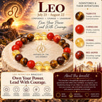 Natural Tiger Eye, Red Carnelian & Citrine Bracelet for Confidence, Courage, Leadership & Success Leo Zodiac Bracelet BB1032
