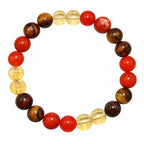 Natural Tiger Eye, Red Carnelian & Citrine Bracelet for Confidence, Courage, Leadership & Success Leo Zodiac Bracelet BB1032