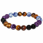 Natural Sodalite, Amethyst, Tiger Eye & Black Onyx Bracelet for Wisdom, Courage, Clarity & Protection Sagittarius Zodiac Bracelet BB1033