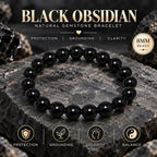 Natural Black Obsidian Bracelet for Protection, Grounding, Clarity & Balance BB1034