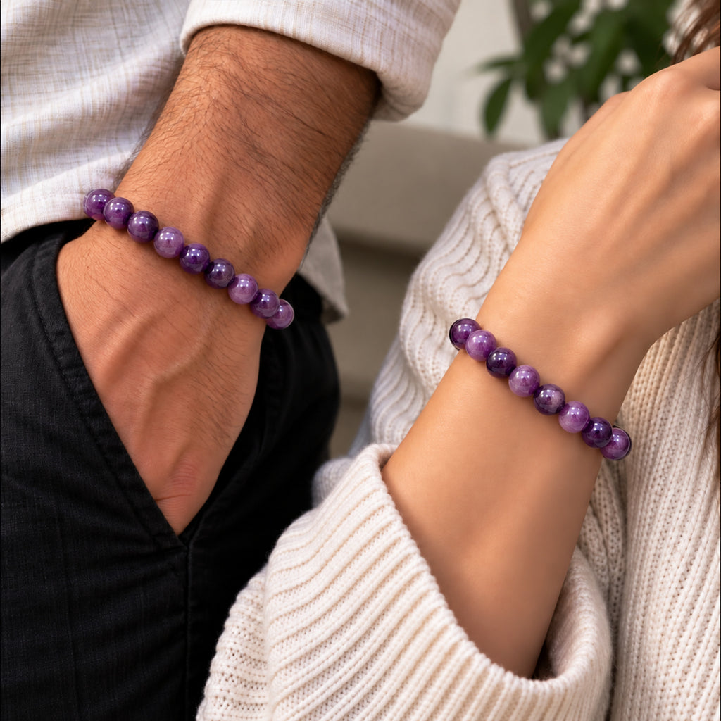 Natural Purple Amethyst Bracelet for Calmness, Intuition, Clarity & Balance BB1035