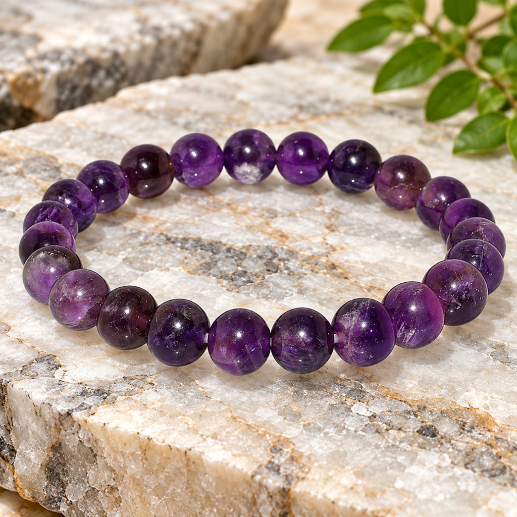 Natural Purple Amethyst Bracelet for Calmness, Intuition, Clarity & Balance BB1035
