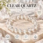 Natural Clear Quartz Bracelet for Clarity, Focus, Positivity & Energy BB1037