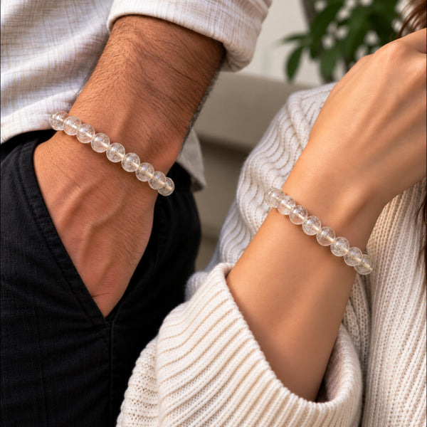 Natural Clear Quartz Bracelet for Clarity, Focus, Positivity & Energy BB1037