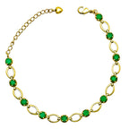 Premium 18K Gold Plated Green Onyx, Blue Topaz, Red Garnet, Purple Amethyst Stone Link Bracelet – Adjustable Fit BIB1002
