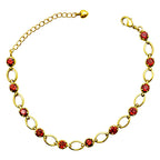 Premium 18K Gold Plated Green Onyx, Blue Topaz, Red Garnet, Purple Amethyst Stone Link Bracelet – Adjustable Fit BIB1002