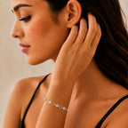 Premium 18K Gold Plated Green Onyx, Blue Topaz, Red Garnet, Purple Amethyst Stone Link Bracelet – Adjustable Fit BIB1002
