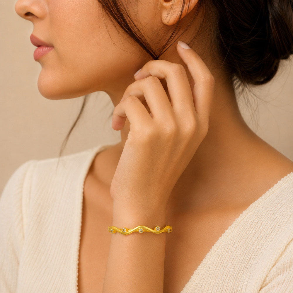 Elegant 18K Gold Plated Designer Bangle Bracelet for Women & Girls BIB1003