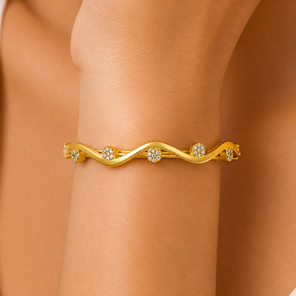 Elegant 18K Gold Plated Designer Bangle Bracelet for Women & Girls BIB1003