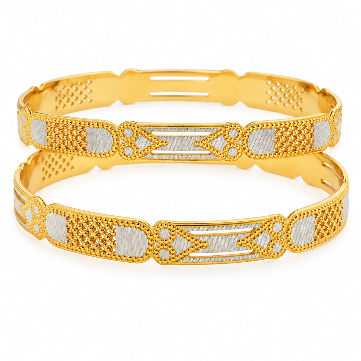 Gold Plated Designer Bangles for Women with Dual Tone Gold & Silver Finish, Traditional Meenakari Style for Wedding & Festive Wear BIB1004