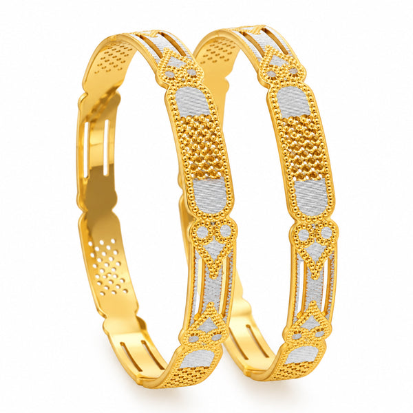 Gold Plated Designer Bangles for Women with Dual Tone Gold & Silver Finish, Traditional Meenakari Style for Wedding & Festive Wear BIB1004