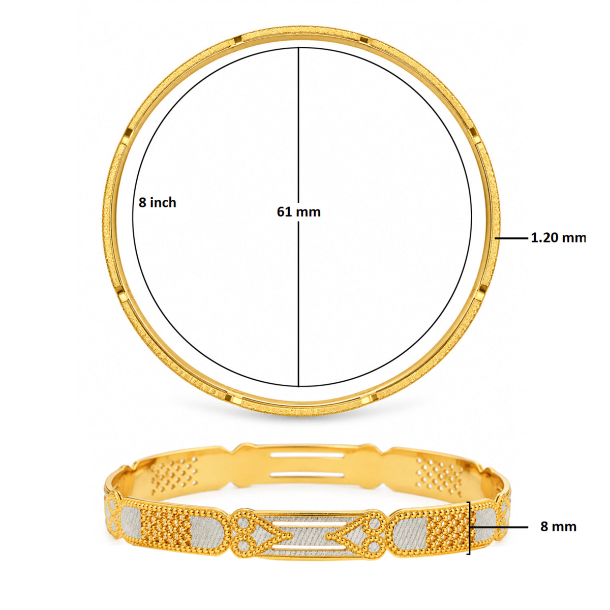 Gold Plated Designer Bangles for Women with Dual Tone Gold & Silver Finish, Traditional Meenakari Style for Wedding & Festive Wear BIB1004