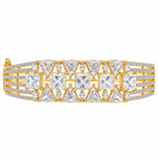 Gold Plated White AD Stone Studded Designer Bangle Bracelet with Square & Triangle Cut Stones for Women & Girls BIB1006