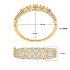 Gold Plated White AD Stone Studded Designer Bangle Bracelet with Square & Triangle Cut Stones for Women & Girls BIB1006