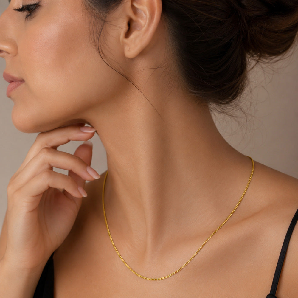 Premium 18K Gold Plated Lightweight Chain Necklace for Everyday Wear BIC1001
