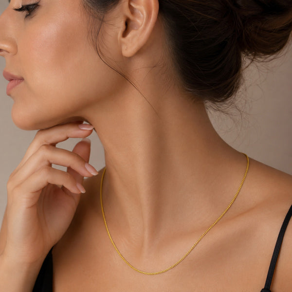 Premium 18K Gold Plated Lightweight Chain Necklace for Everyday Wear BIC1001