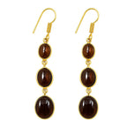 Premium 18K Gold Plated Triple Oval Colorful Gemstone Drop Earrings for Women BIE1001