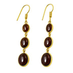 Premium 18K Gold Plated Triple Oval Colorful Gemstone Drop Earrings for Women BIE1001