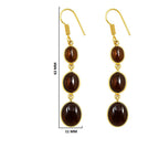 Premium 18K Gold Plated Triple Oval Colorful Gemstone Drop Earrings for Women BIE1001