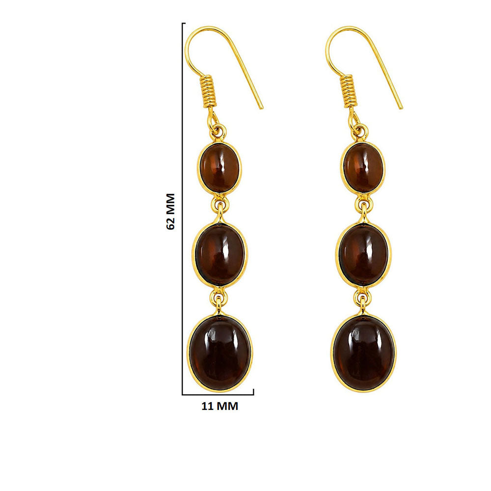 Premium 18K Gold Plated Triple Oval Colorful Gemstone Drop Earrings for Women BIE1001