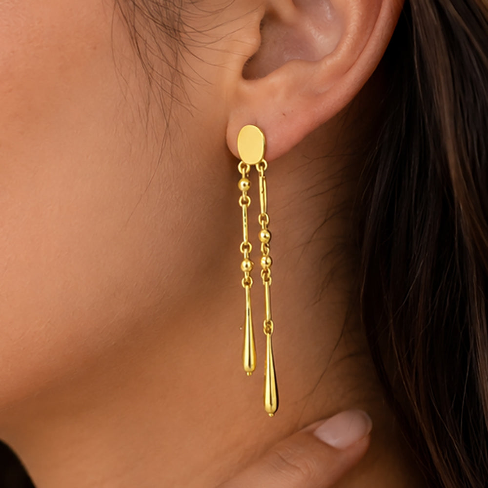18K Gold Plated Geometric Tassel Long Dangle Drop Earrings for Women BIE1005