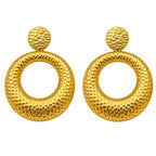 18K Gold Plated Textured Circular Statement Earrings for Women BIE1006