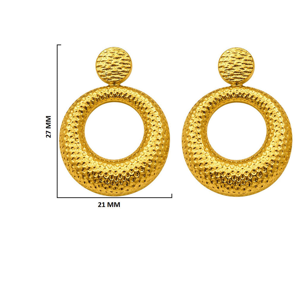 18K Gold Plated Textured Circular Statement Earrings for Women BIE1006