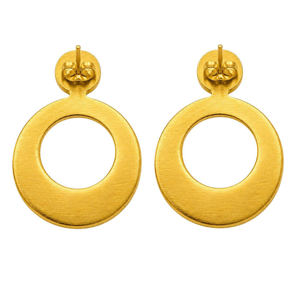18K Gold Plated Textured Circular Statement Earrings for Women BIE1006