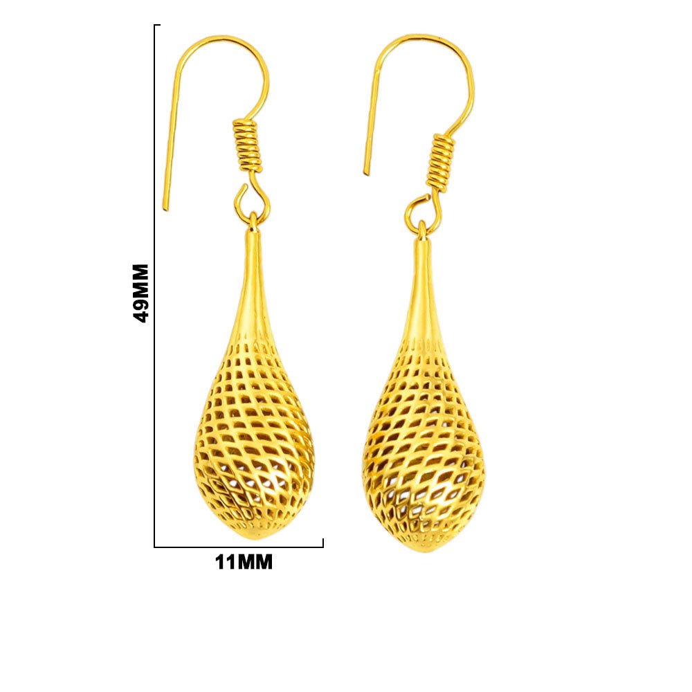 Designer 18K Gold Plated Mesh Pattern Dangle Earrings for Women & Girls BIE1011
