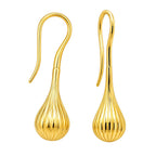 18K Gold Plated Ribbed Teardrop Hook Party Wear Earrings for Women BIE1012