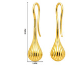 18K Gold Plated Ribbed Teardrop Hook Party Wear Earrings for Women BIE1012