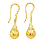 18K Gold Plated Ribbed Teardrop Hook Party Wear Earrings for Women BIE1012