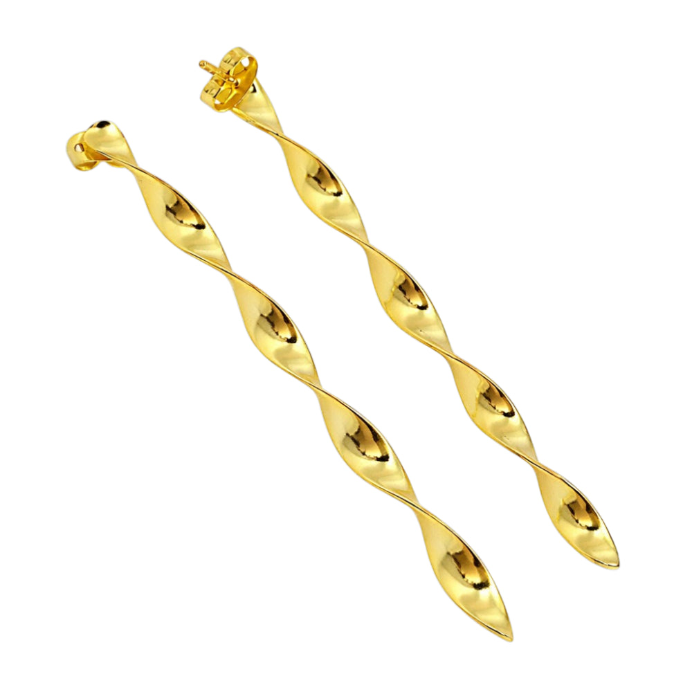 Stylish 18K Gold Plated Long Twist Statement Earrings for Women & Girls BIE1013