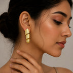 Fashionable 18K Gold Plated Twisted Ribbon Earrings for Ethnic & Western Wear BIE1014