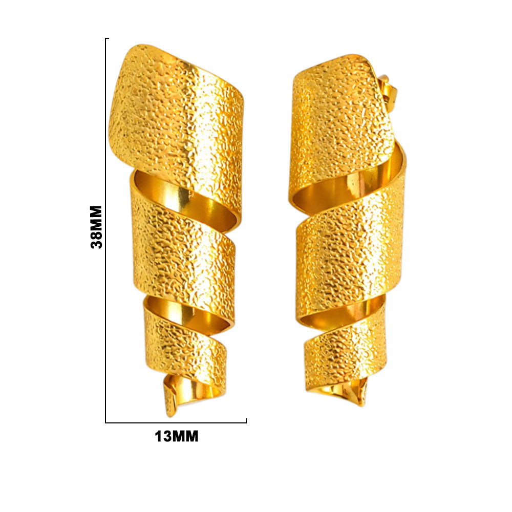 Fashionable 18K Gold Plated Twisted Ribbon Earrings for Ethnic & Western Wear BIE1014